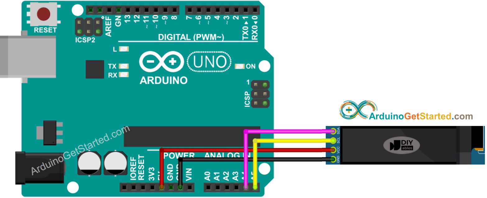 Diagrama de cableado de Arduino OLED 128x32