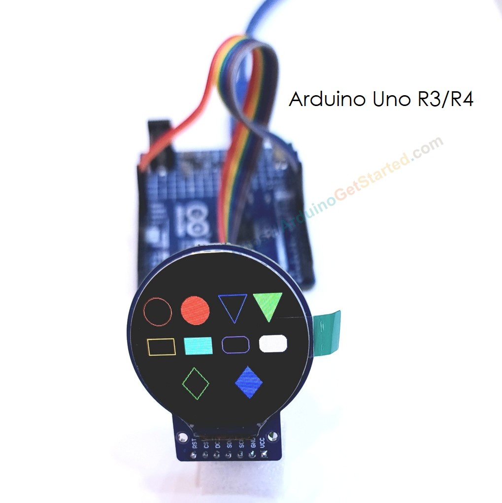Pantalla LCD TFT redonda para Arduino para dibujar formas