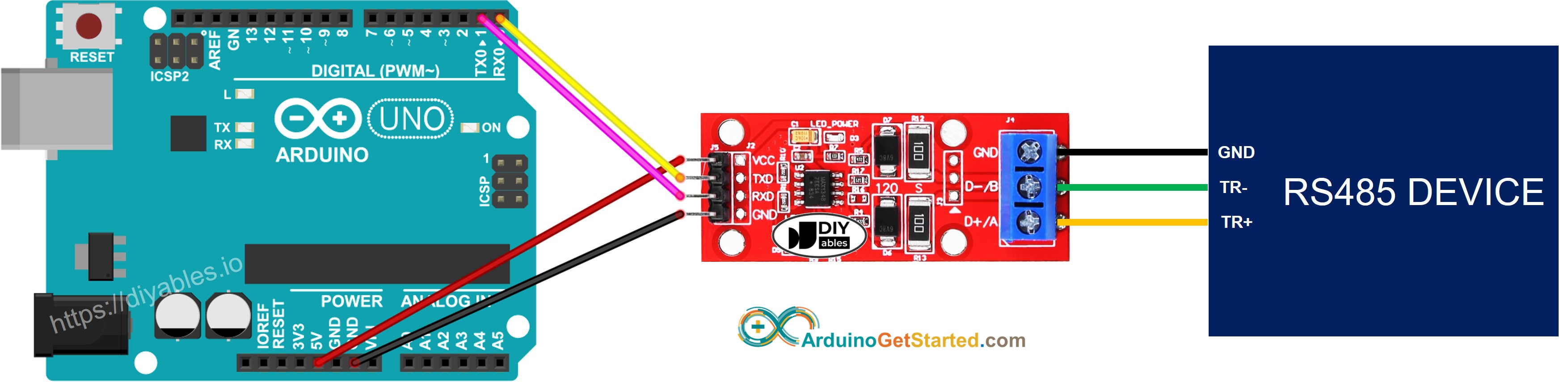 Diagrama de cableado de Arduino TTL a RS-485