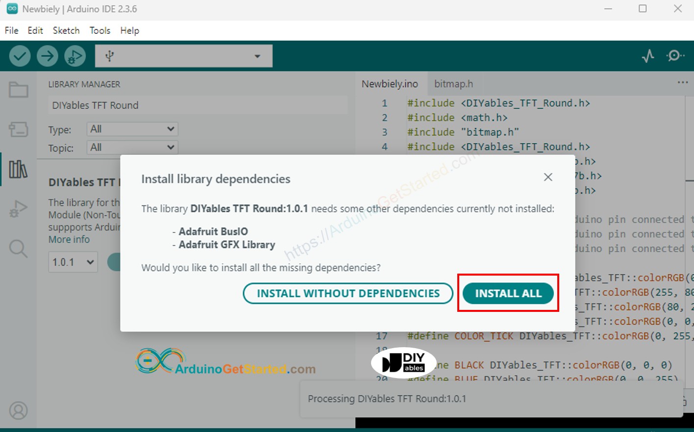 Instalación de dependencias para Arduino TFT LCD