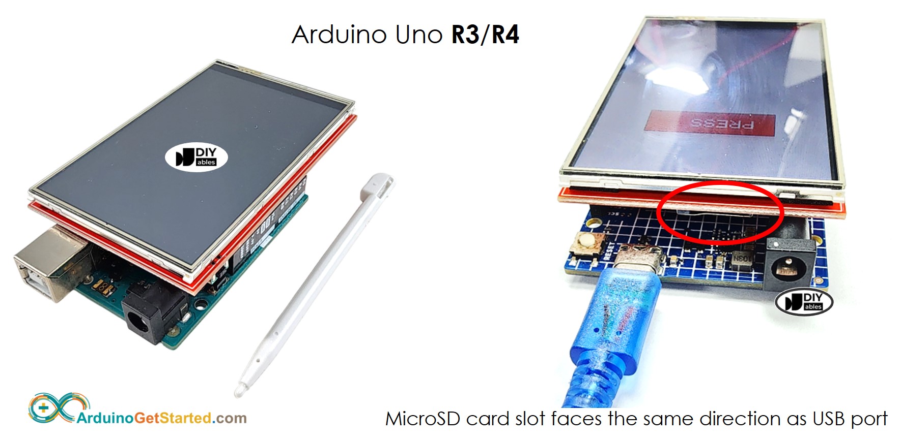 Diagrama de cableado de la pantalla táctil TFT LCD de Arduino