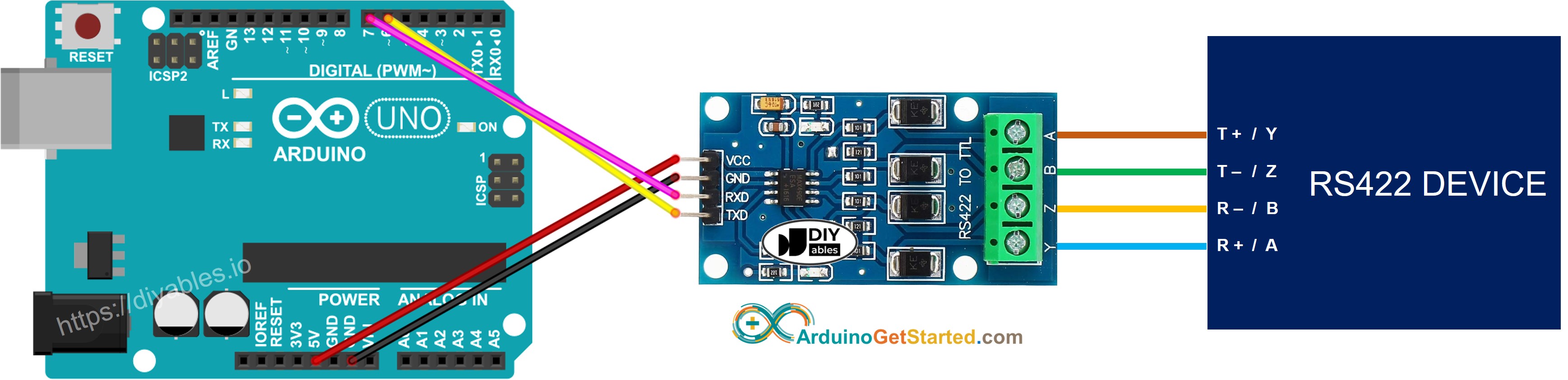 Diagrama de cableado de Arduino RS-422 a TTL