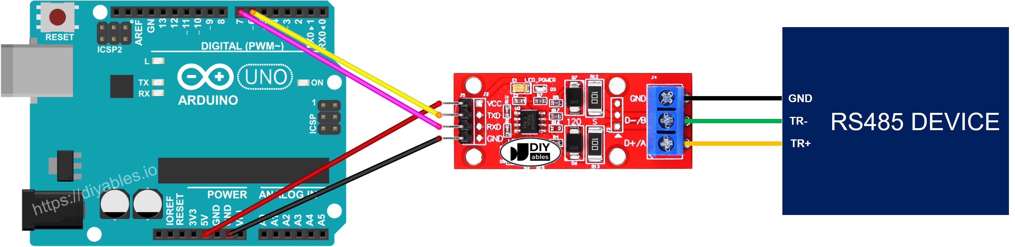 Diagrama de cableado Arduino RS-485 a TTL
