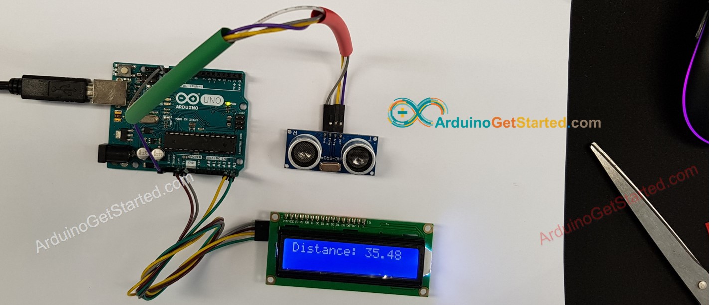 Diagrama de cableado de Arduino para LCD ultrasónico