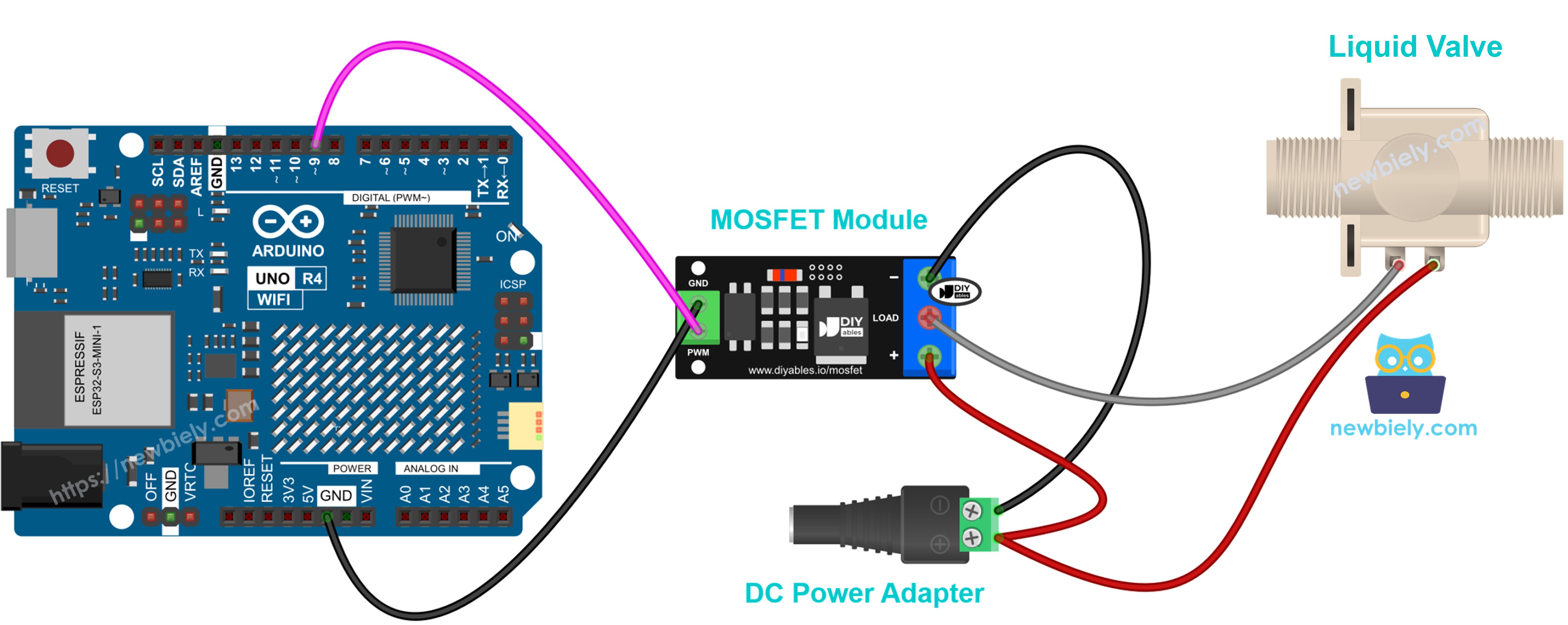 Válvula de solenoide de 12V normalmente cerrada con módulo MOSFET