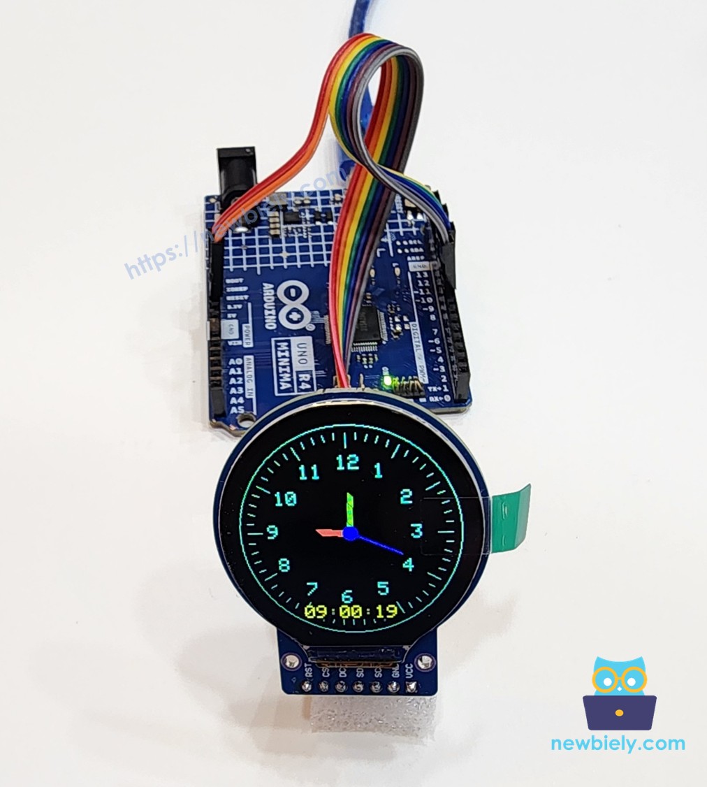 Arduino UNO R4 pantalla TFT LCD redonda para reloj