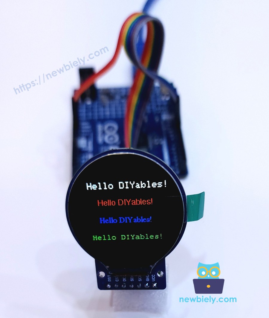 Arduino UNO R4 Pantalla TFT LCD circular con fuente externa