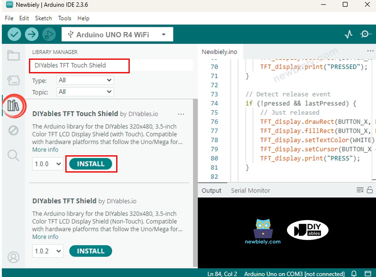 Biblioteca para el escudo de pantalla táctil LCD TFT de Arduino UNO R4