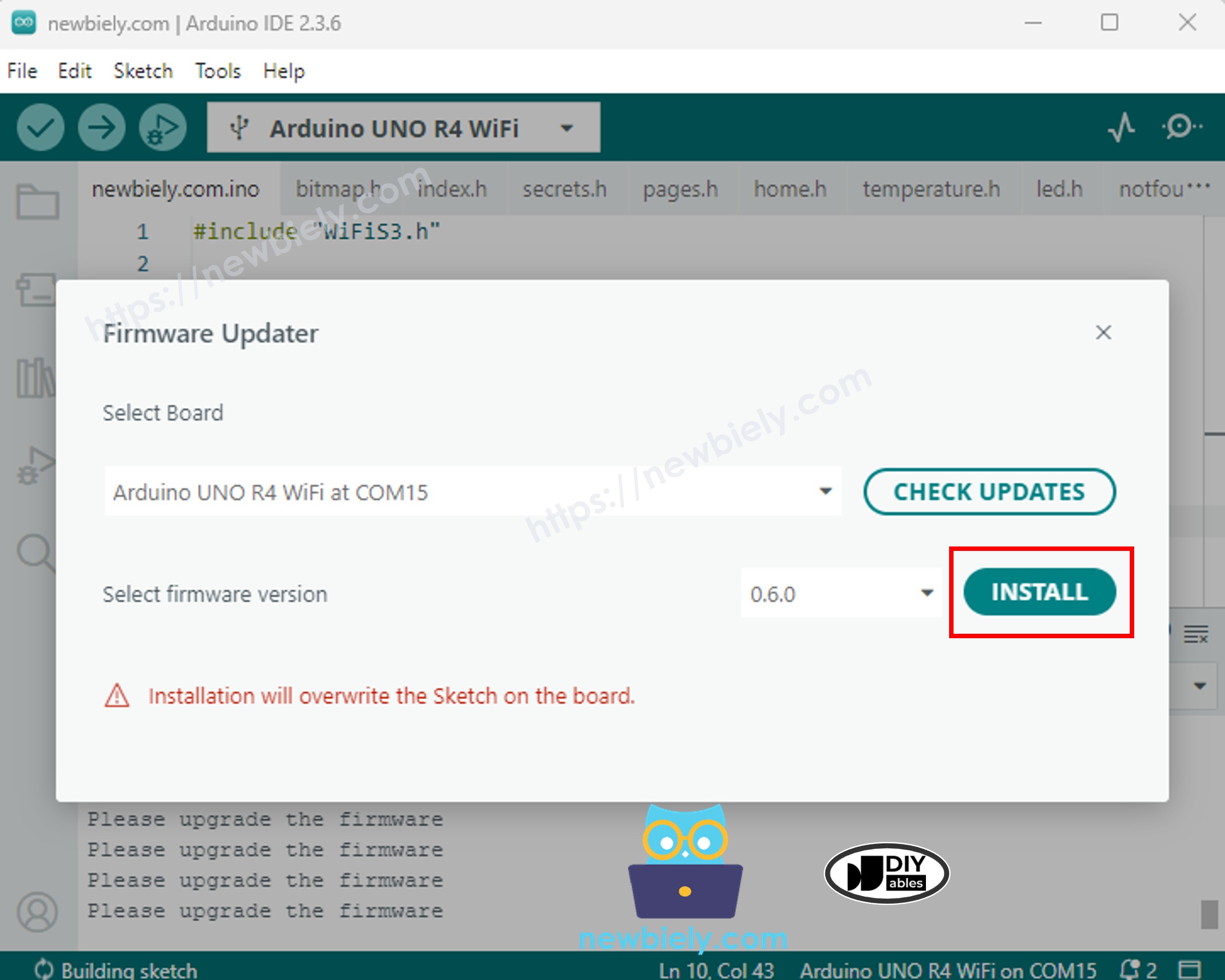 Arduino Uno R4 WiFi Instalar y actualizar el firmware
