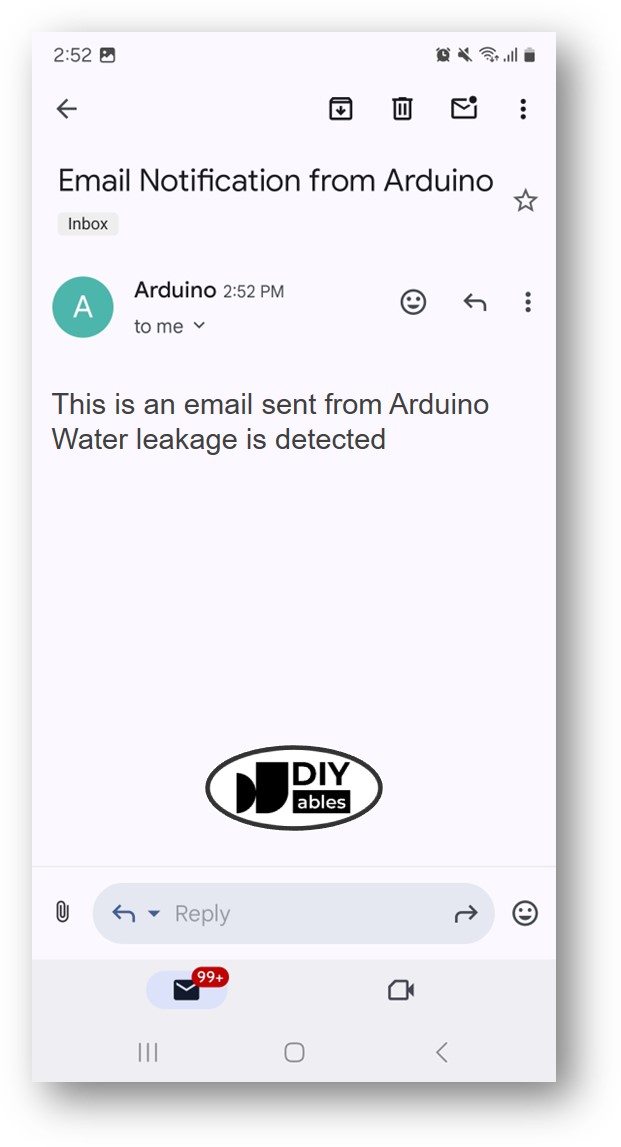 Correo electrónico del sensor de agua de Arduino