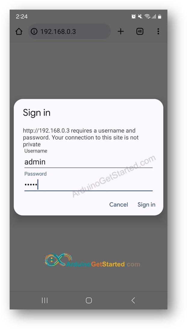 Contraseña de la página web de Arduino