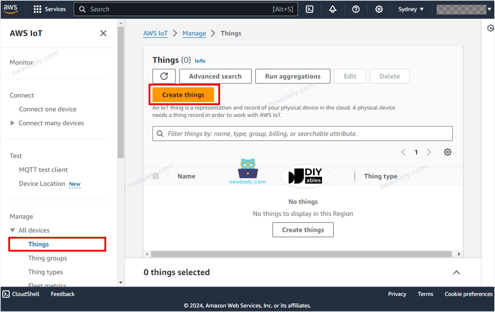 AWS IoT crea dispositivos