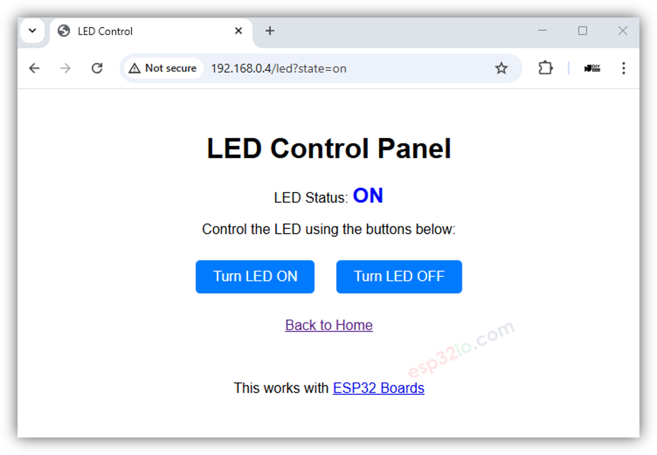 Cadenas de consulta de la página de control de LED