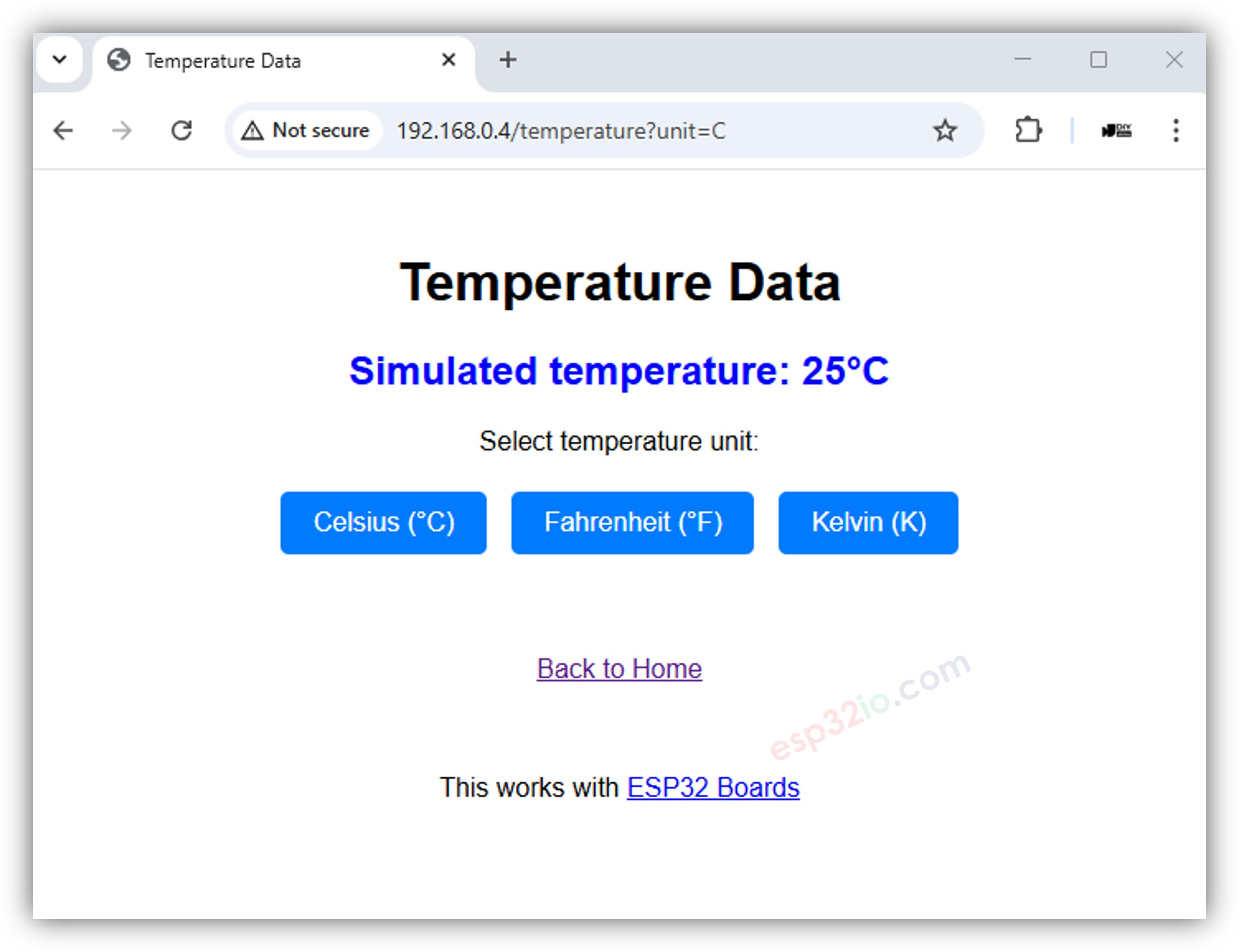 Cadenas de consulta de temperatura del servidor web ESP32