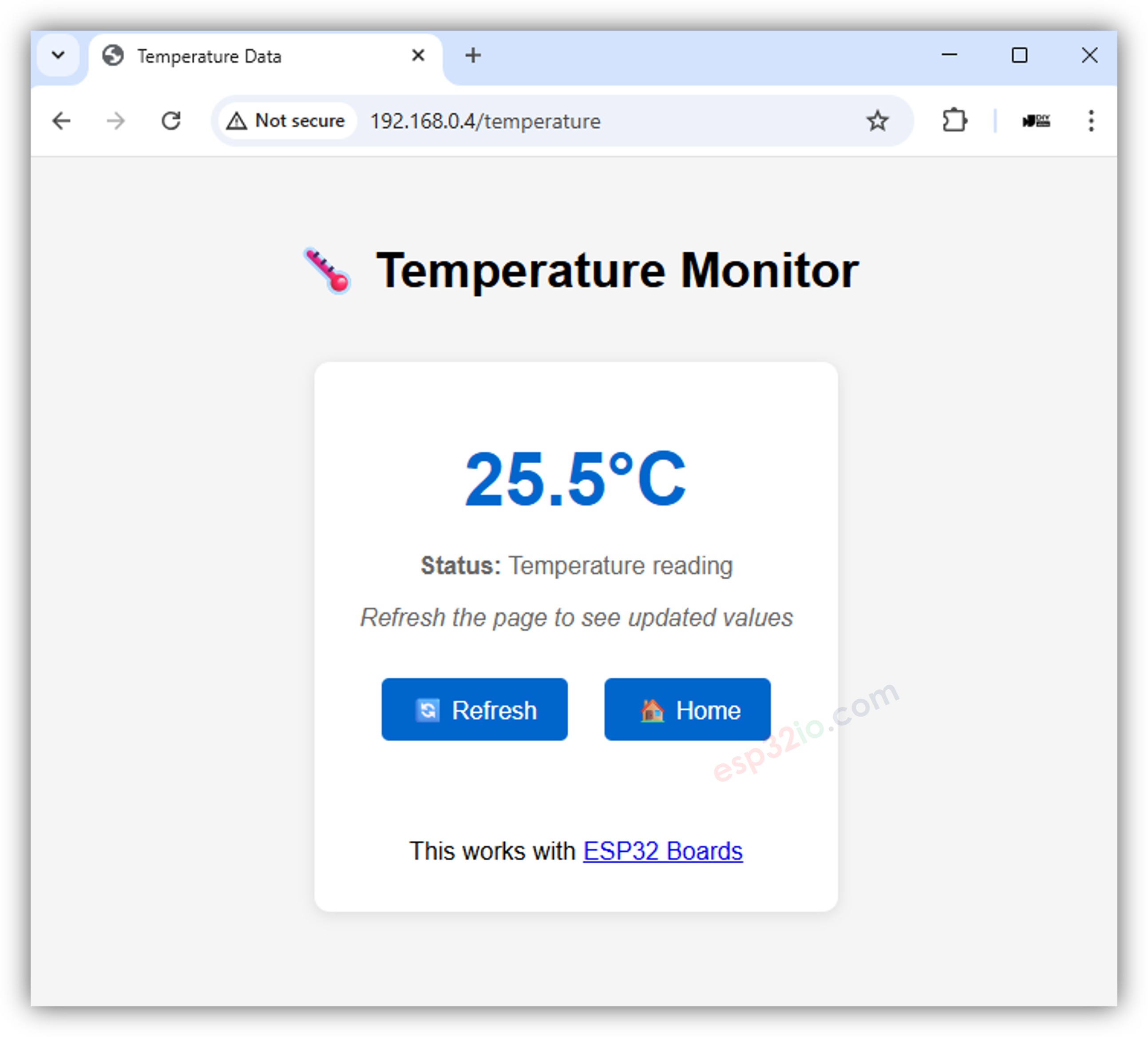 Temperatura del servidor web ESP32