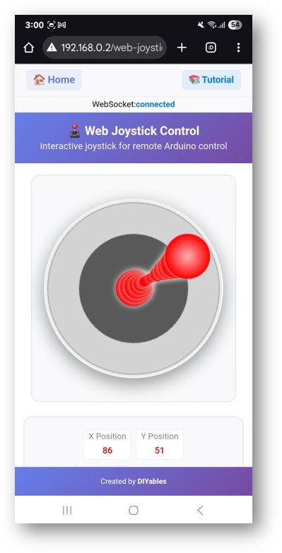 ESP32 DIYables Aplicación web de joystick
