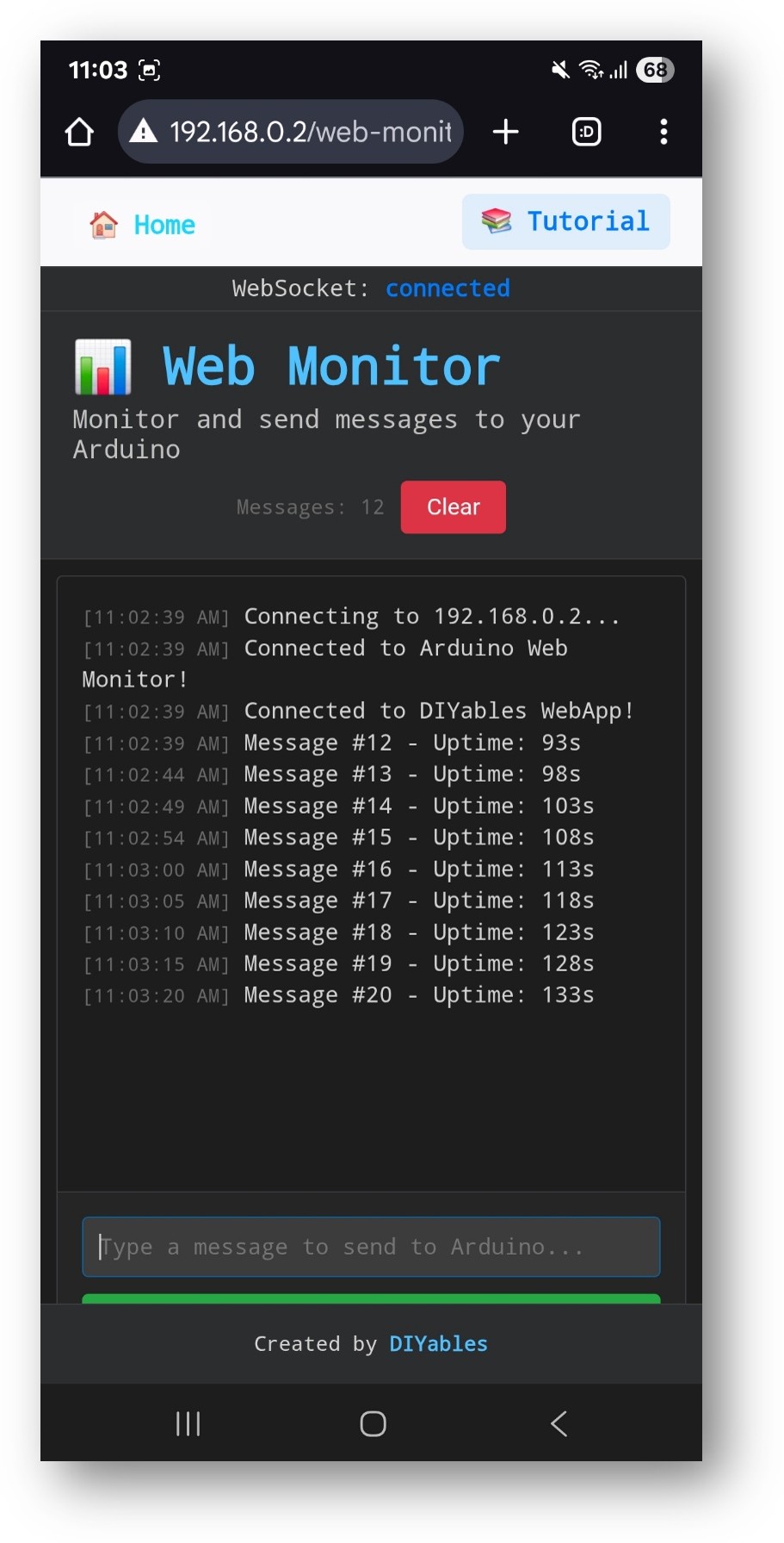 ESP32 DIYables WebApp aplicación de monitorización web