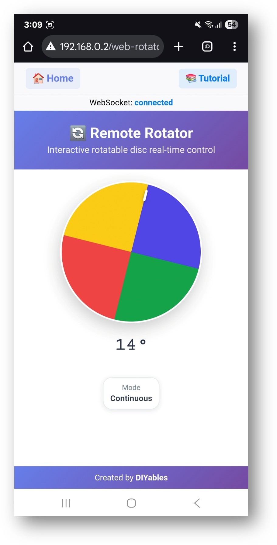 ESP32 DIYables Aplicación web Rotador