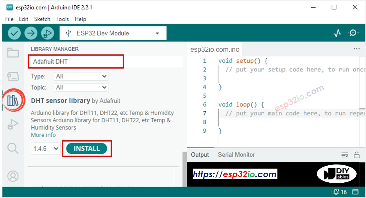 Biblioteca de sensores DHT para ESP32