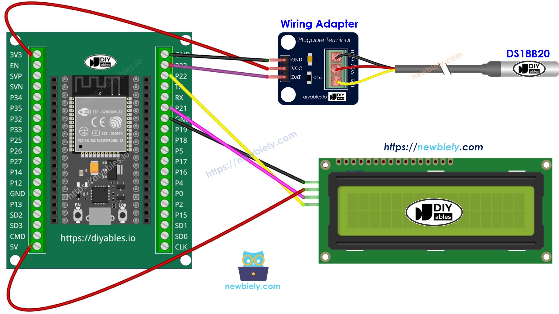 Cómo conectar el ESP32 con un sensor de temperatura y una pantalla LCD