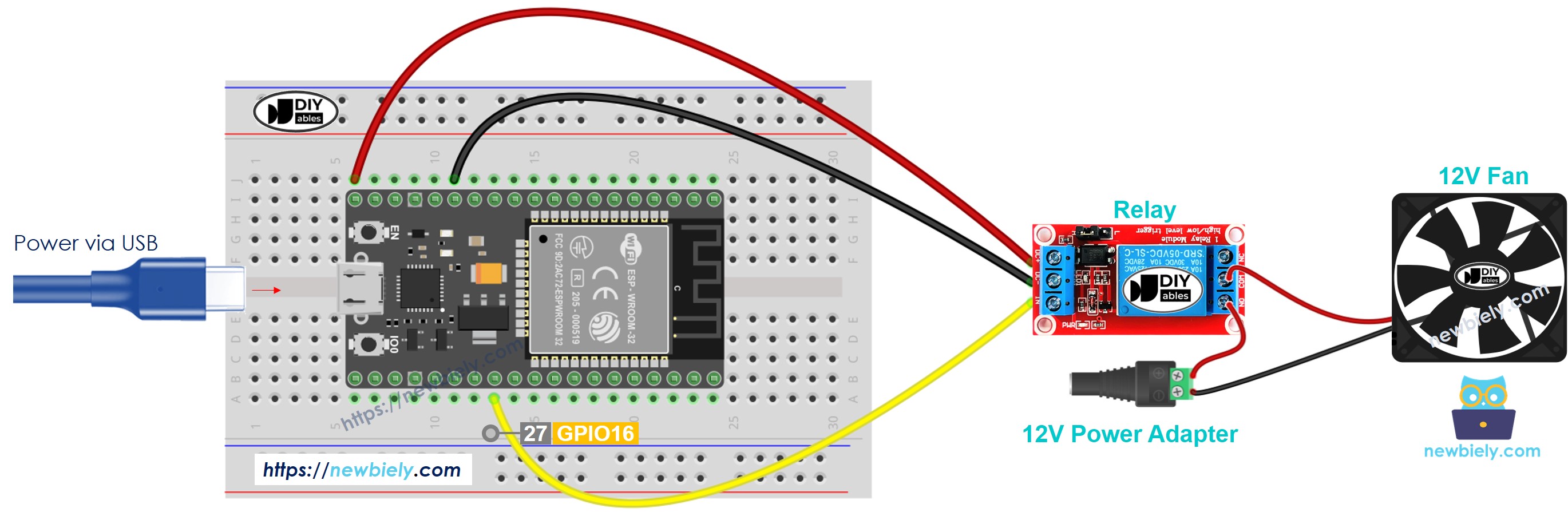 Diagrama de cableado del ventilador para ESP32
