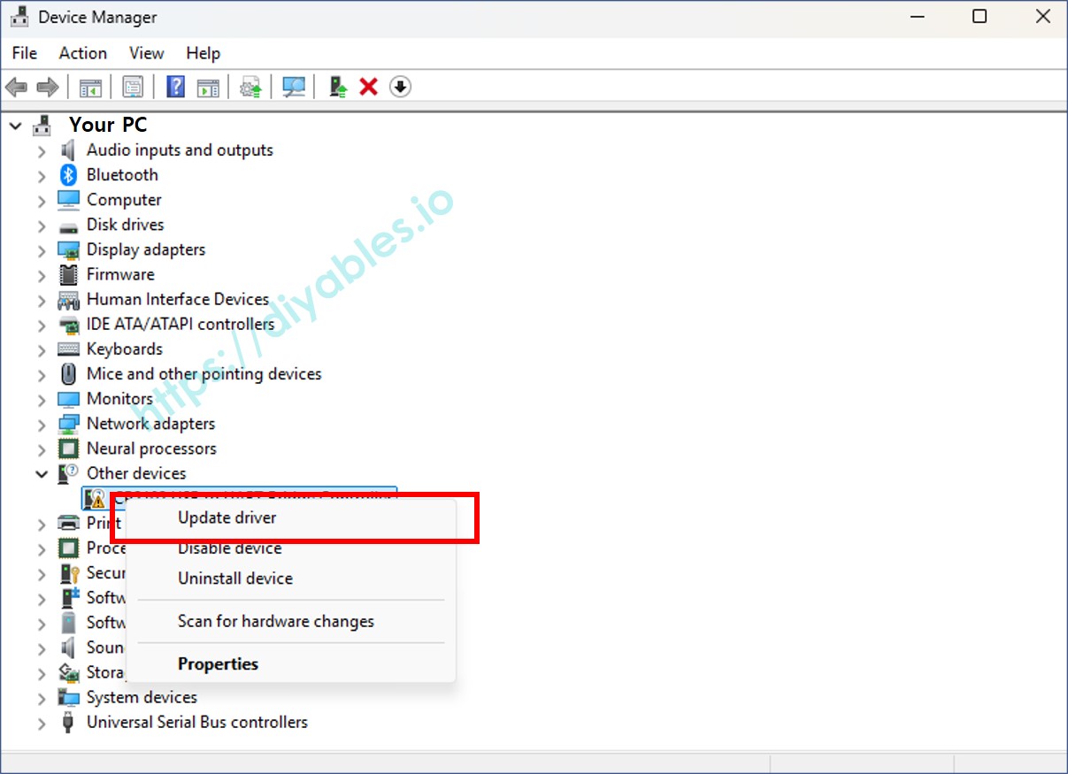 Actualizar controlador