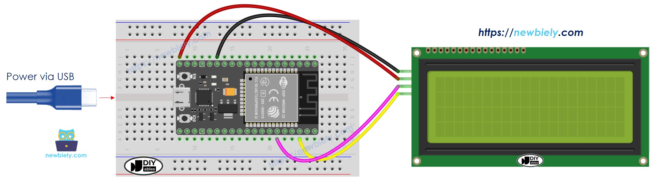 Diagrama de cableado ESP32 LCD 20x4 I2C