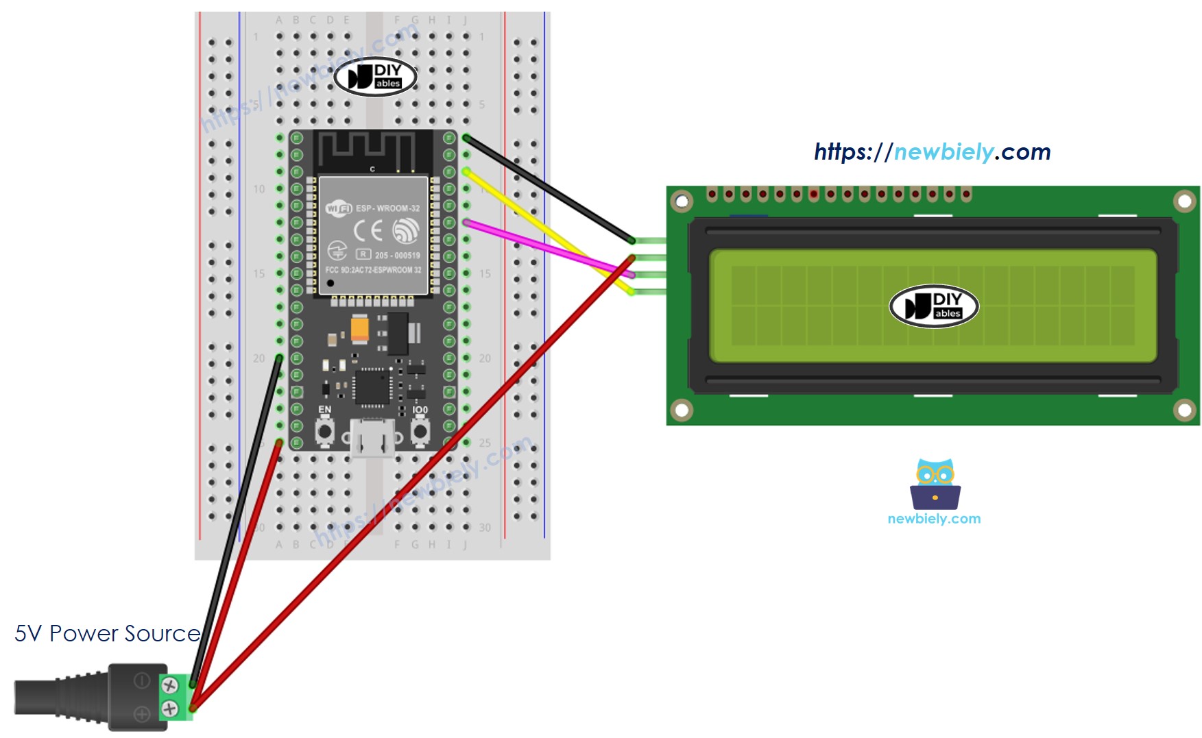 Diagrama de cableado de la pantalla LCD para ESP32