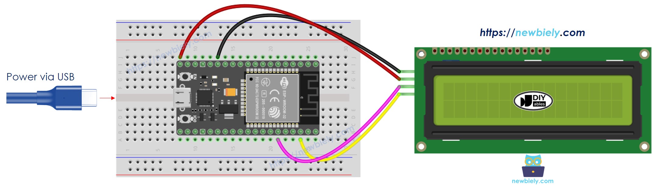 Diagrama de cableado LCD I2C para ESP32