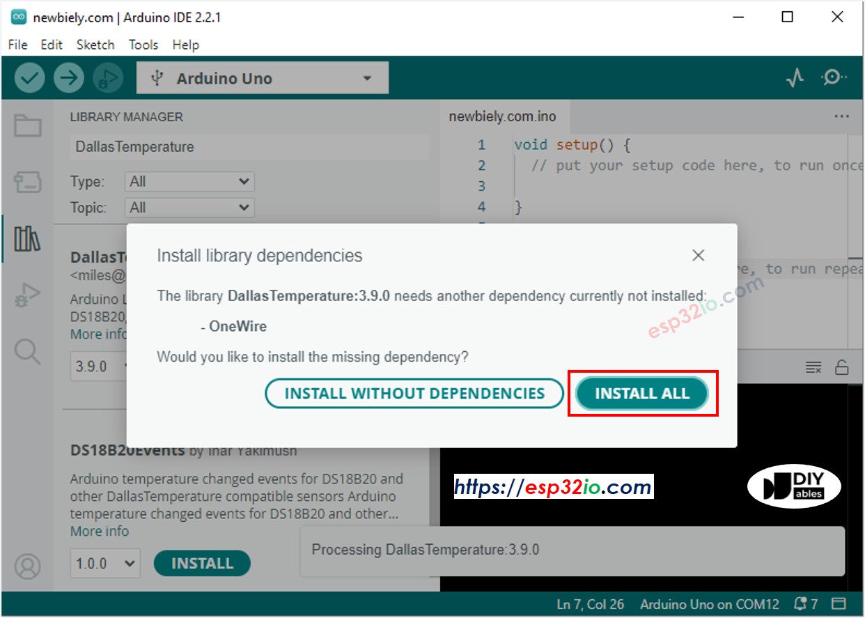 Biblioteca OneWire para ESP32