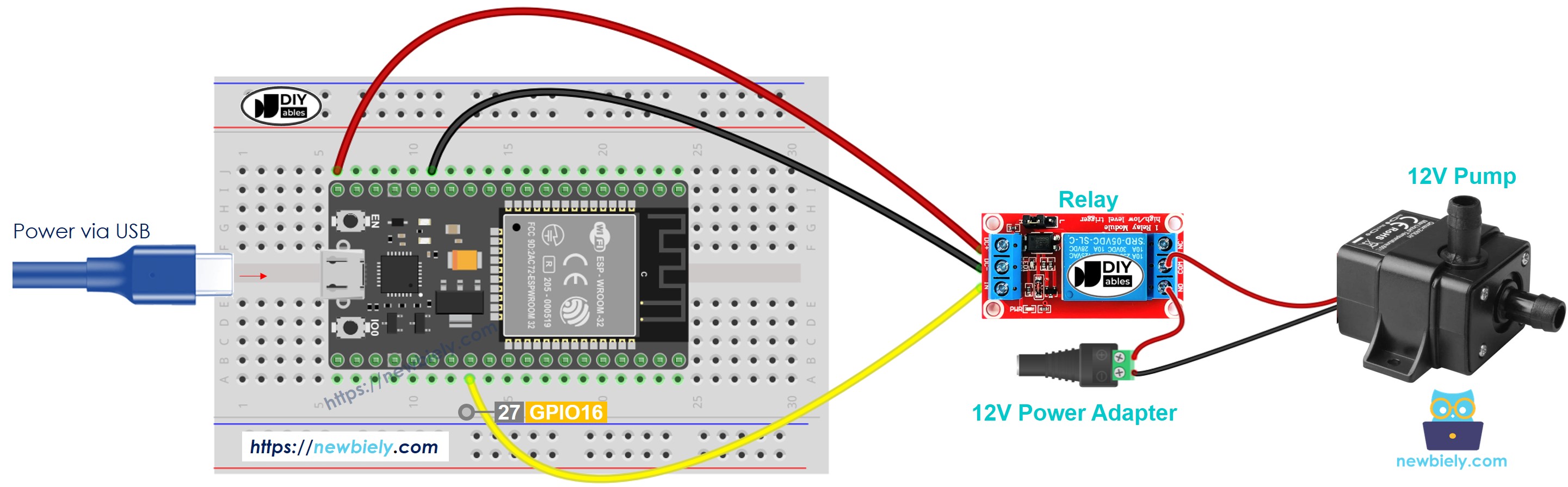 Diagrama de cableado de la bomba ESP32