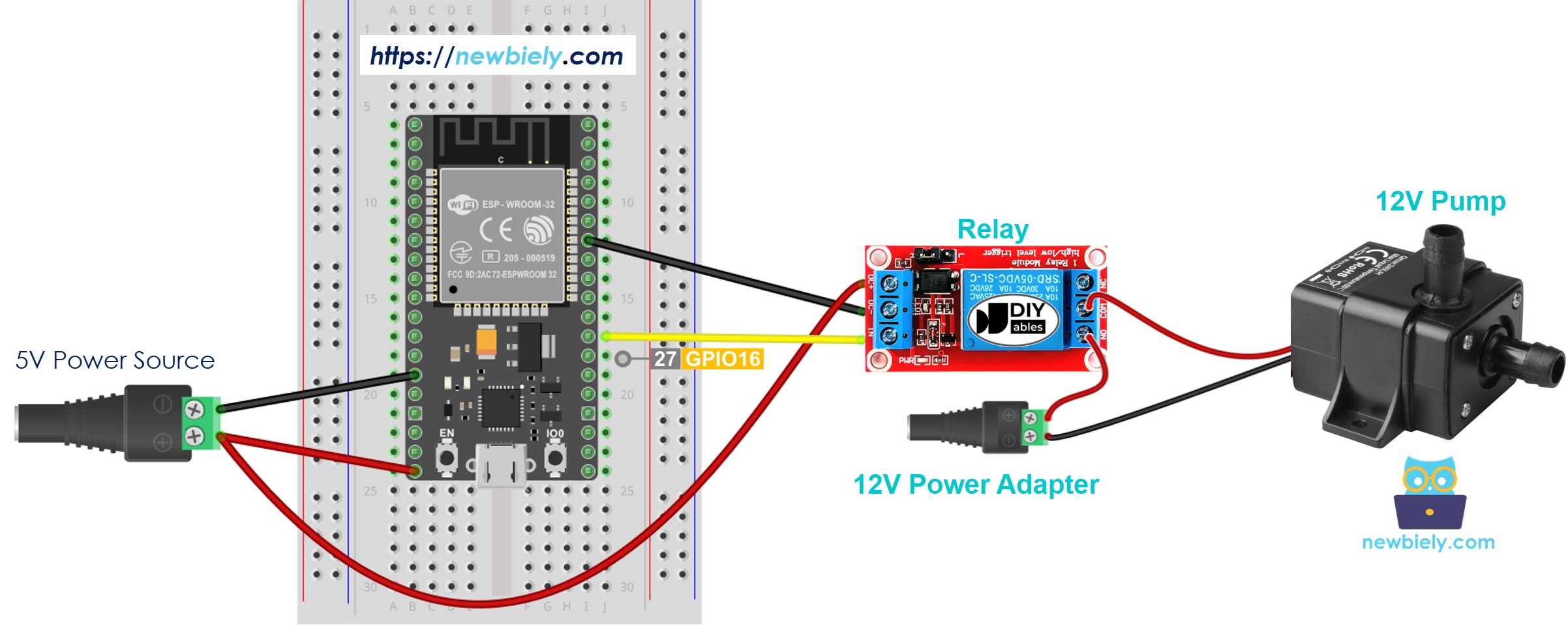 Diagrama de cableado de la bomba ESP32