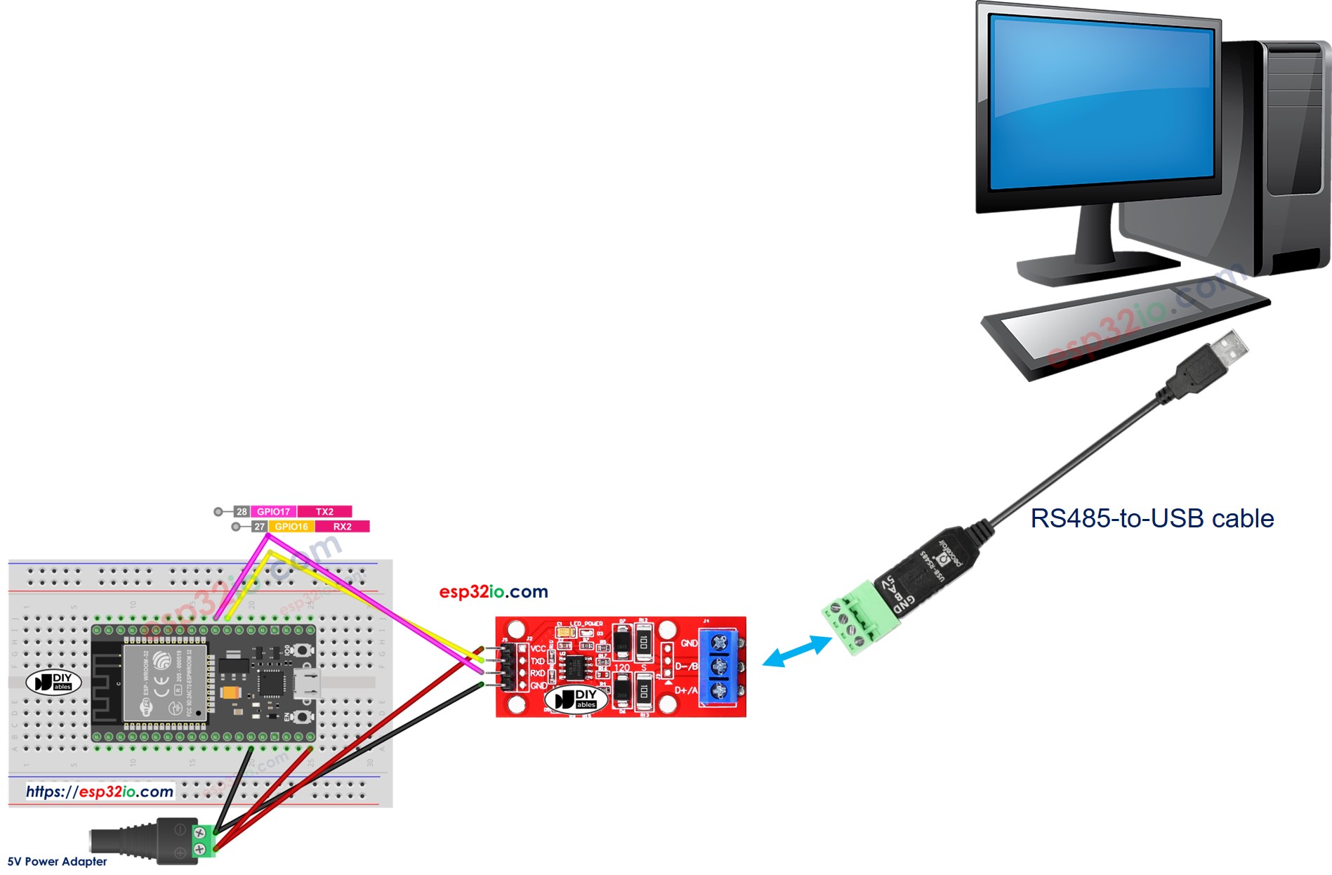 Comunicación RS-485 entre ESP32 y PC