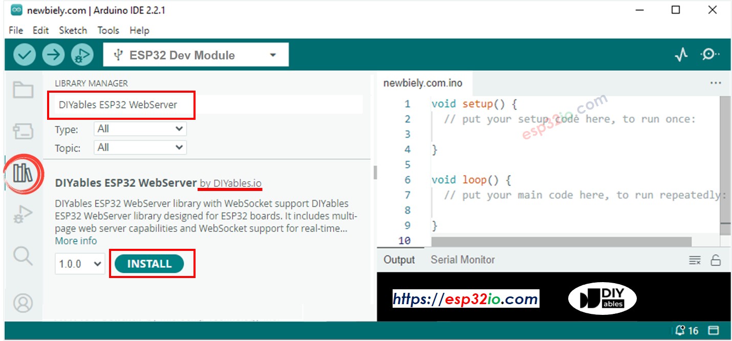 Biblioteca del servidor web ESP32