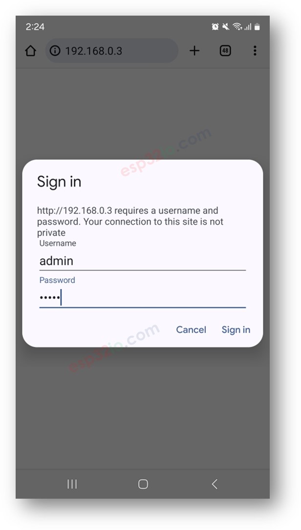 Contraseña de la página web ESP32