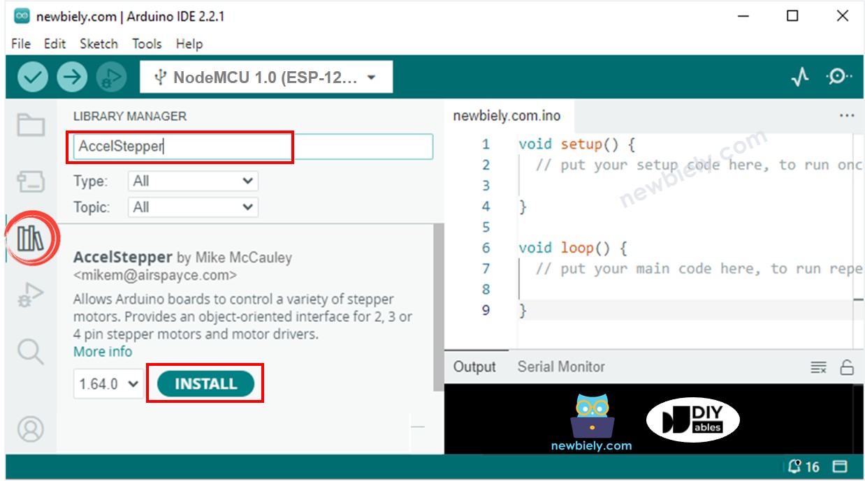 Biblioteca AccelStepper para ESP8266 NodeMCU
