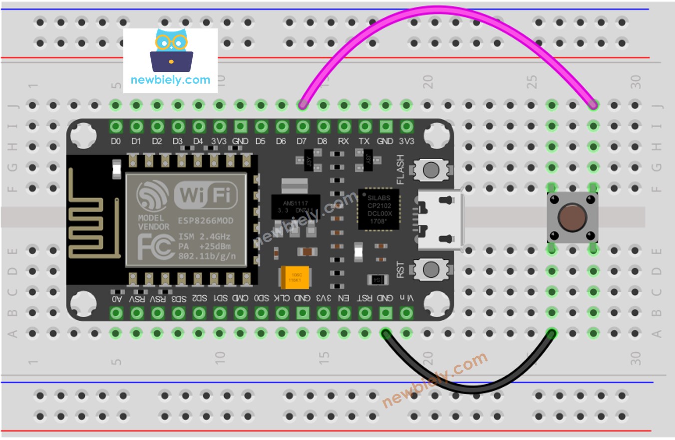 Diagrama de cableado del botón ESP8266 NodeMCU