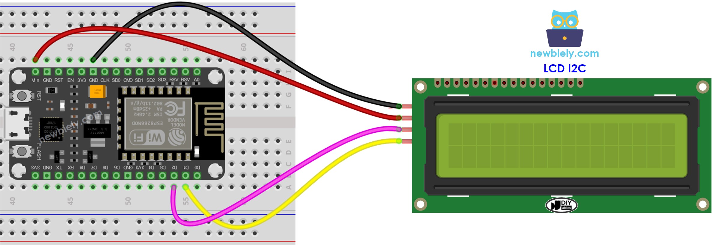 Diagrama de cableado ESP8266 NodeMCU LCD I2C