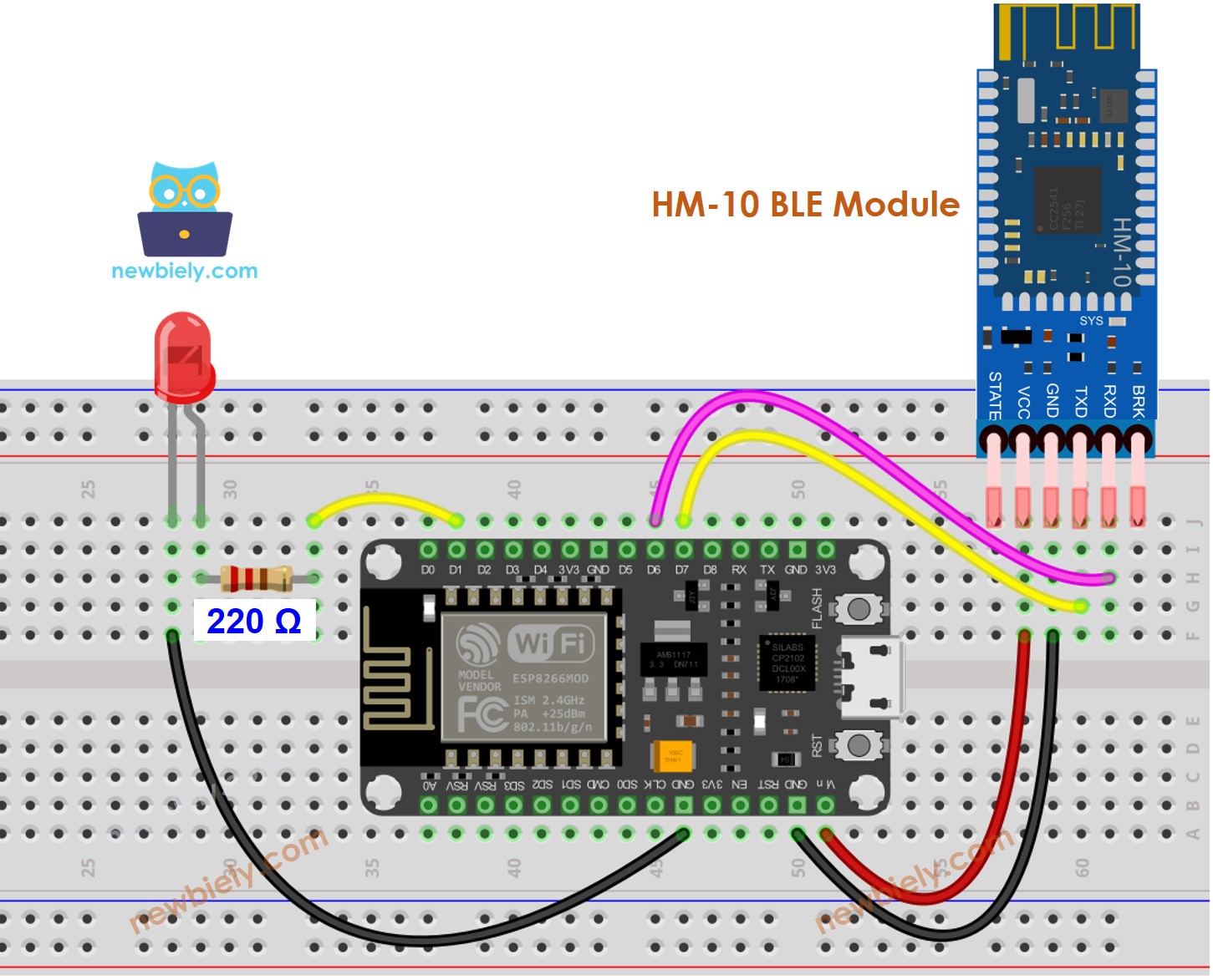 Diagrama de cableado ESP8266 NodeMCU LED BLE