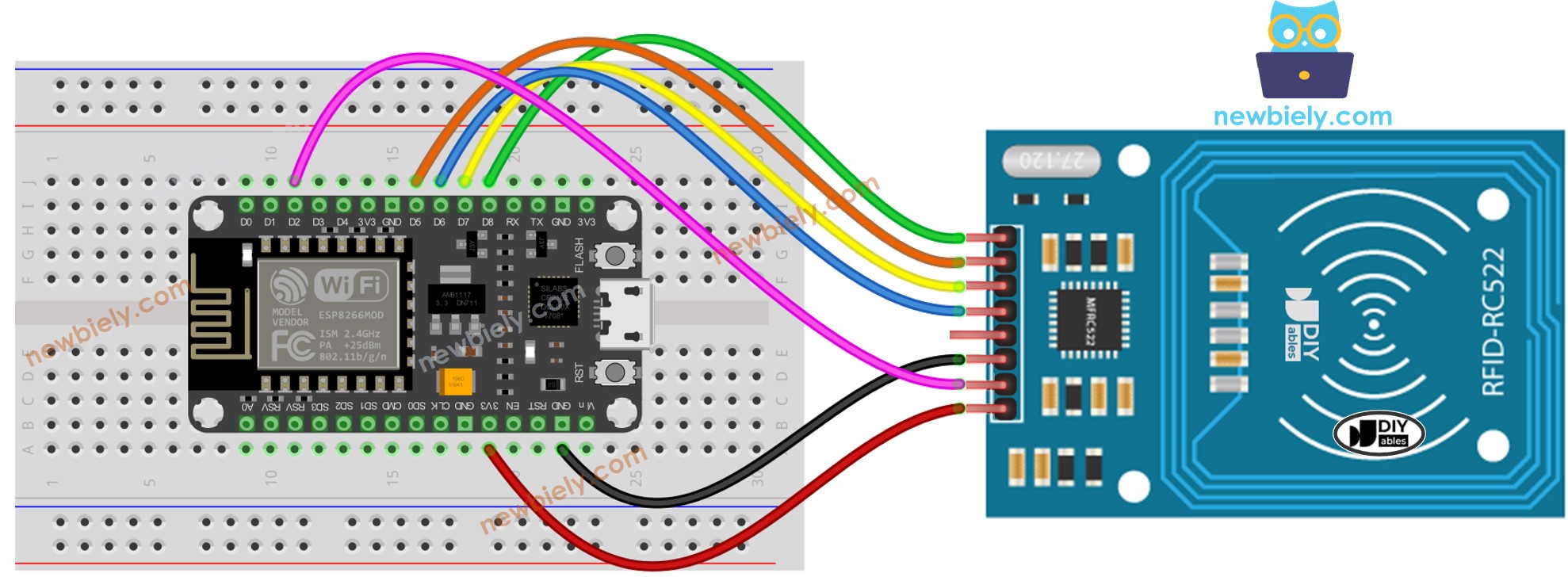 Diagrama de cableado ESP8266 NodeMCU RFID RC522