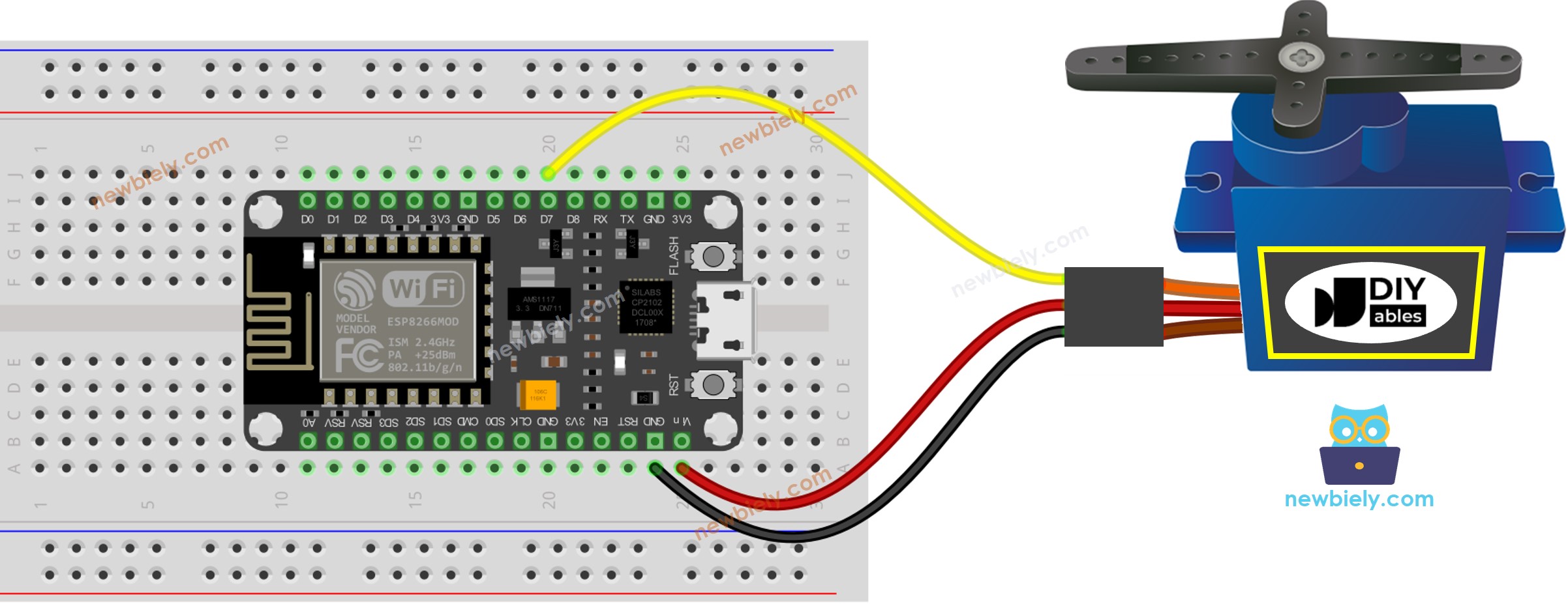 Diagrama de cableado del servomotor ESP8266 NodeMCU