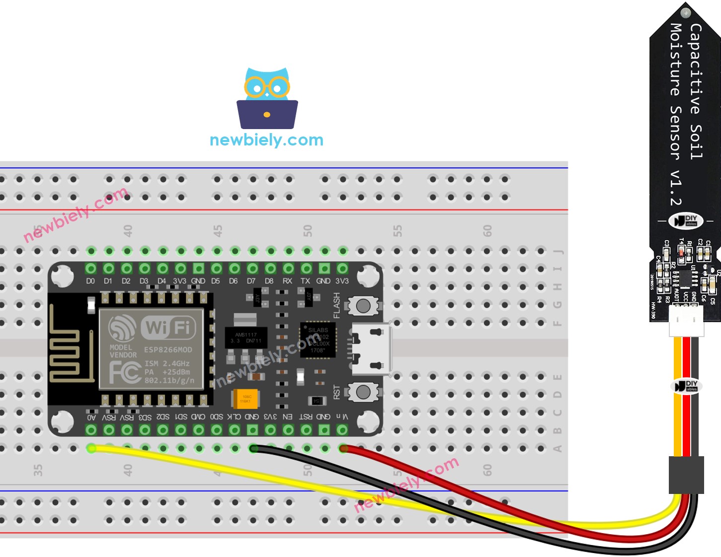 Diagrama de cableado del sensor de humedad del suelo ESP8266 NodeMCU