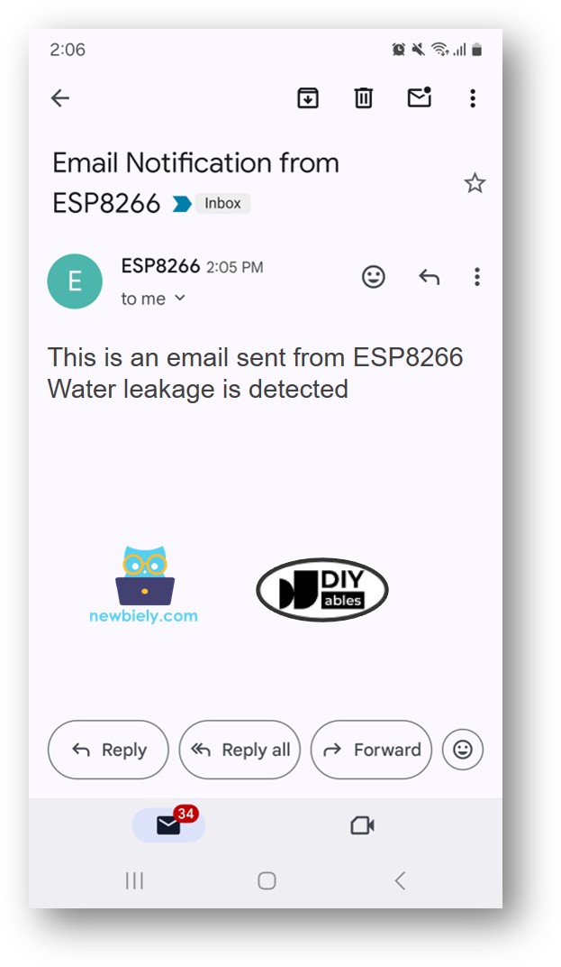 Correo electrónico del sensor de agua ESP8266 NodeMCU