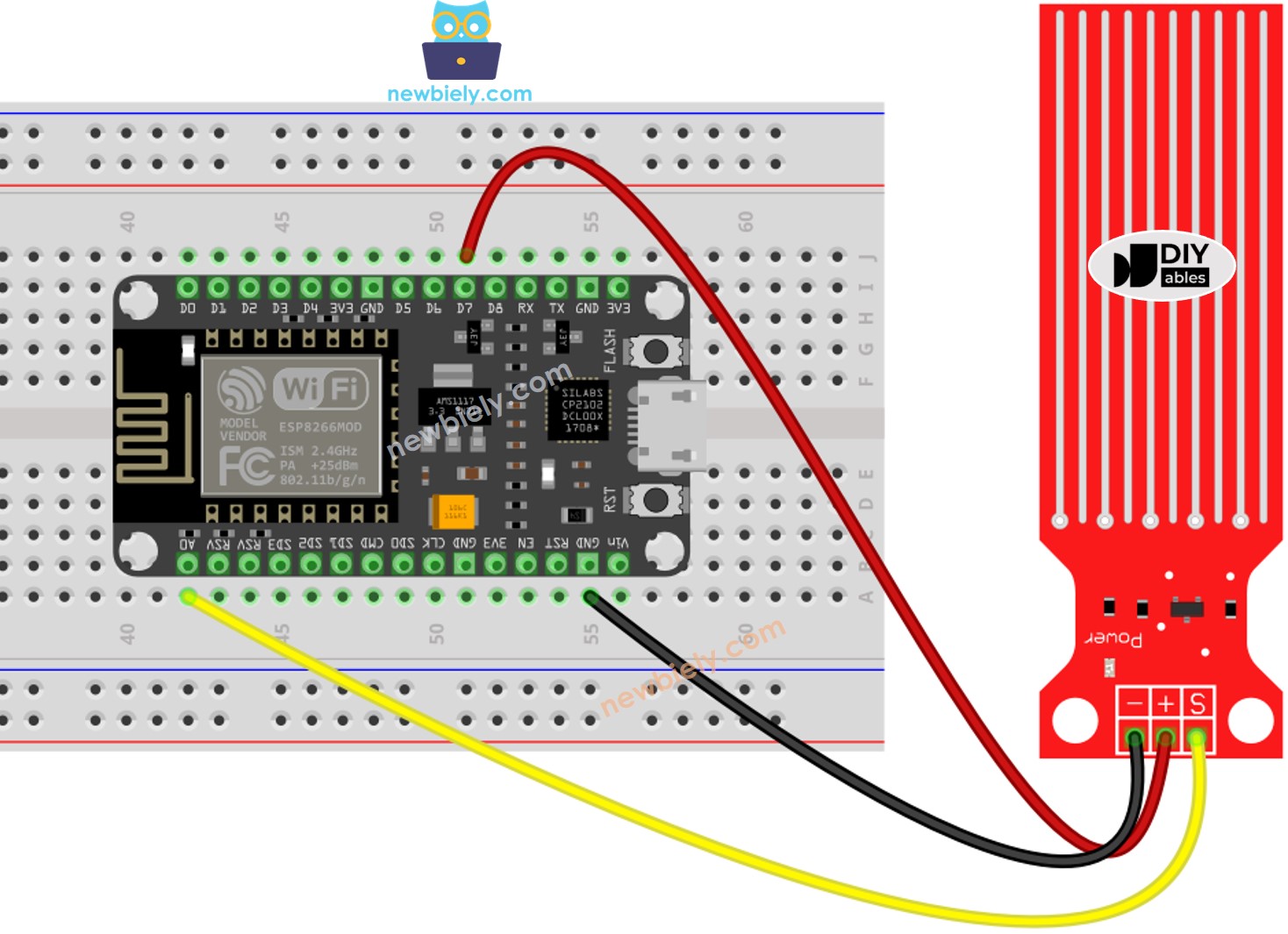 Diagrama de cableado del sensor de agua ESP8266 NodeMCU