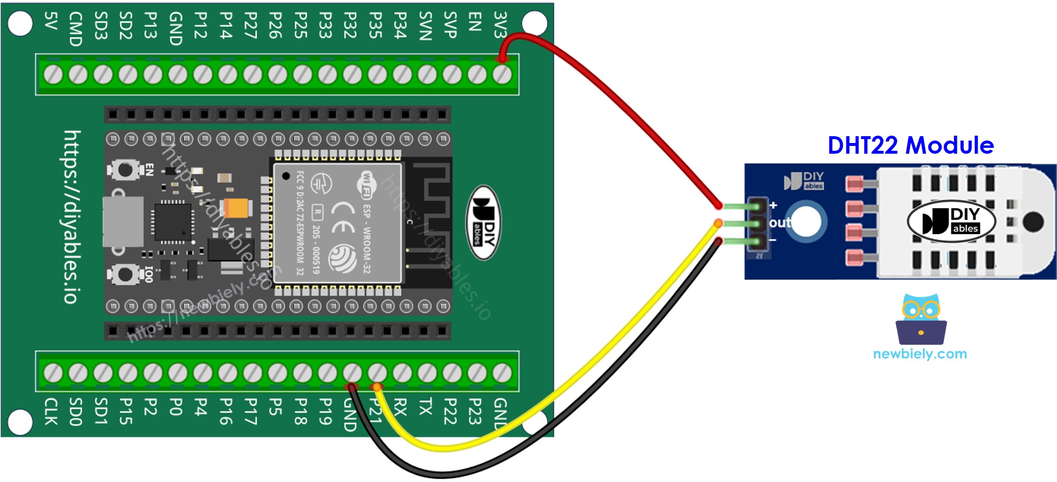 Cómo conectar el ESP32 y el módulo DHT22 de temperatura y humedad