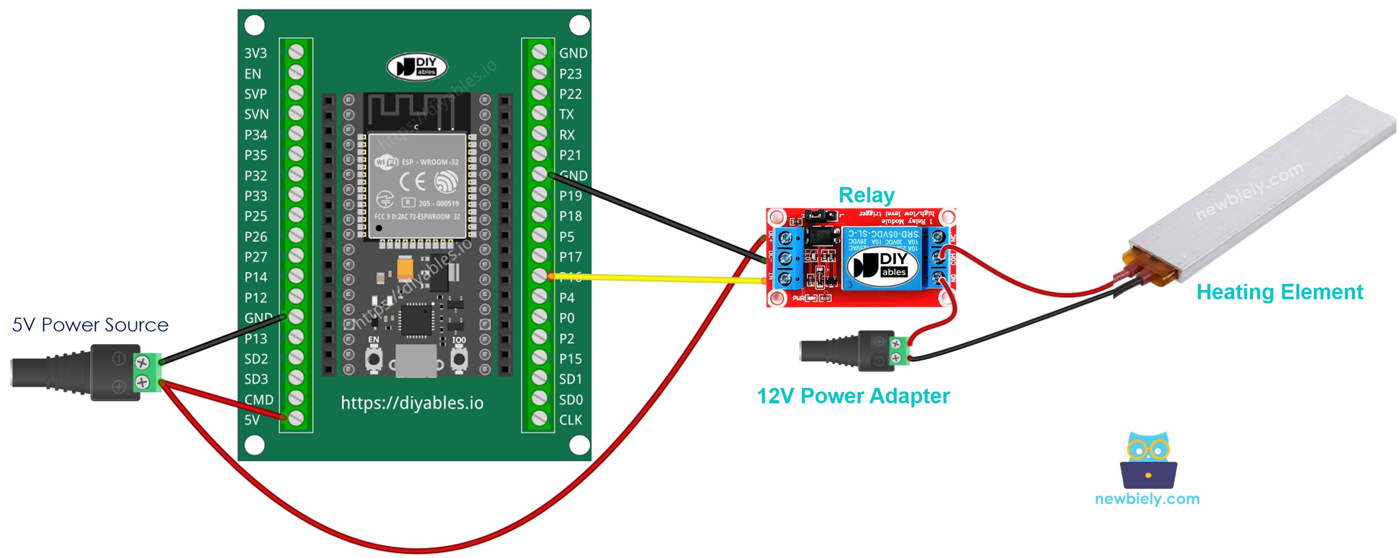 Cómo cablear el ESP32 y controlar el elemento calefactor