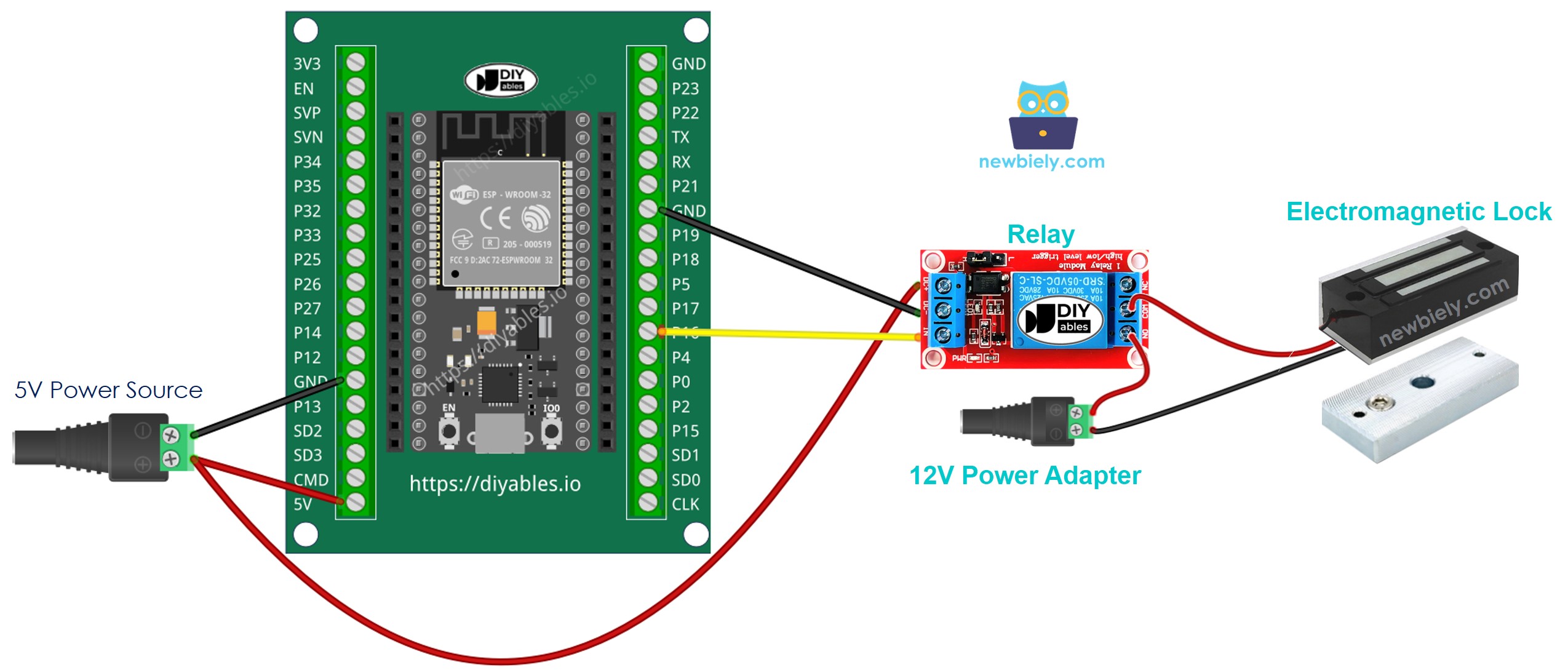 Cómo cablear ESP32 y una cerradura electromagnética