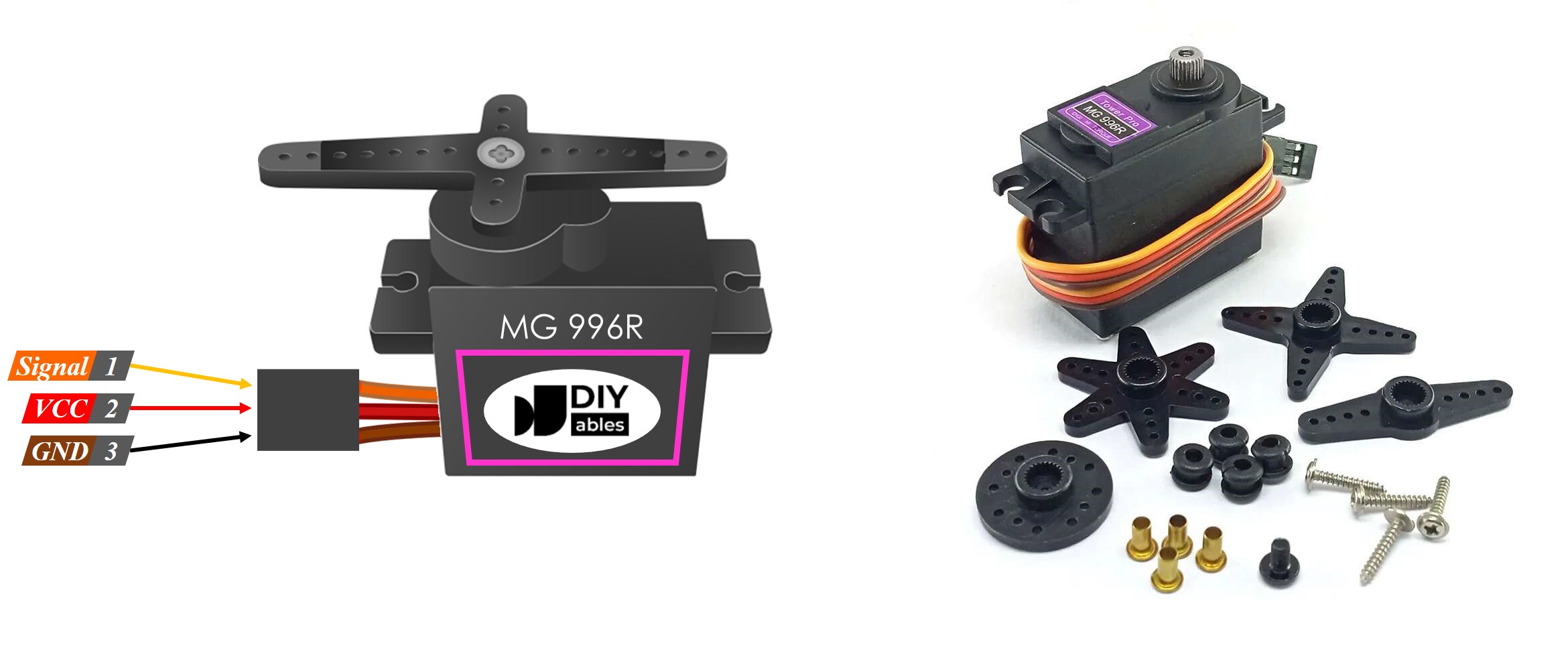 Diagrama de pines del servomotor MG996R