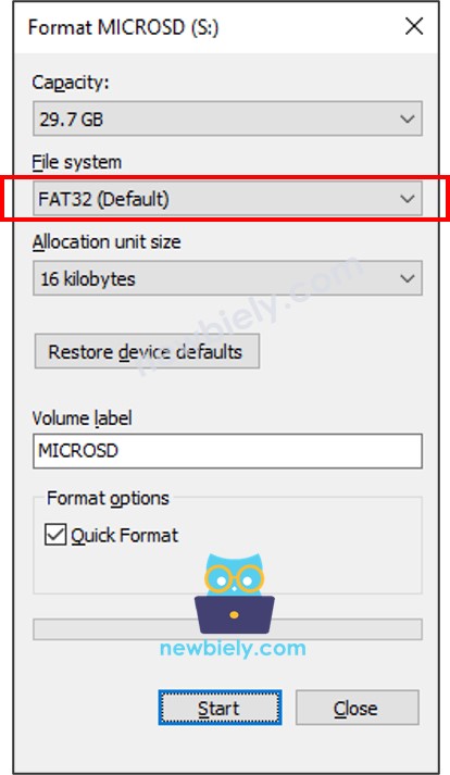 Formato de tarjeta microSD FAT32