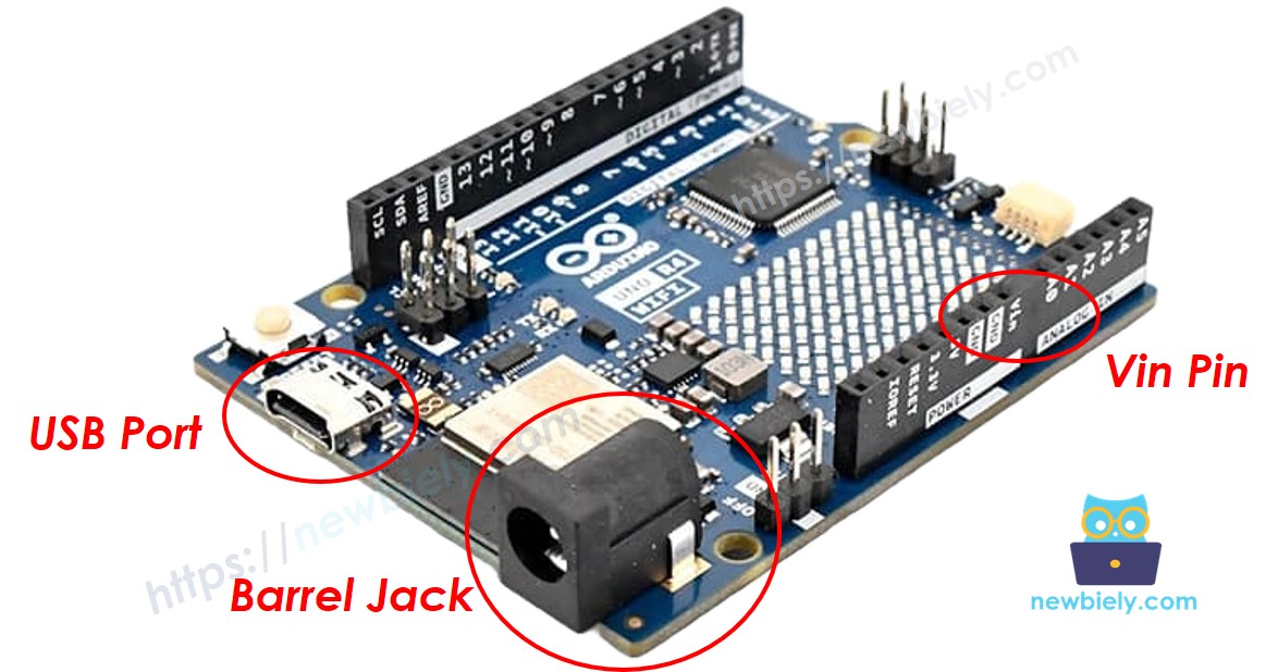 Tres maneras de alimentar el Arduino UNO R4